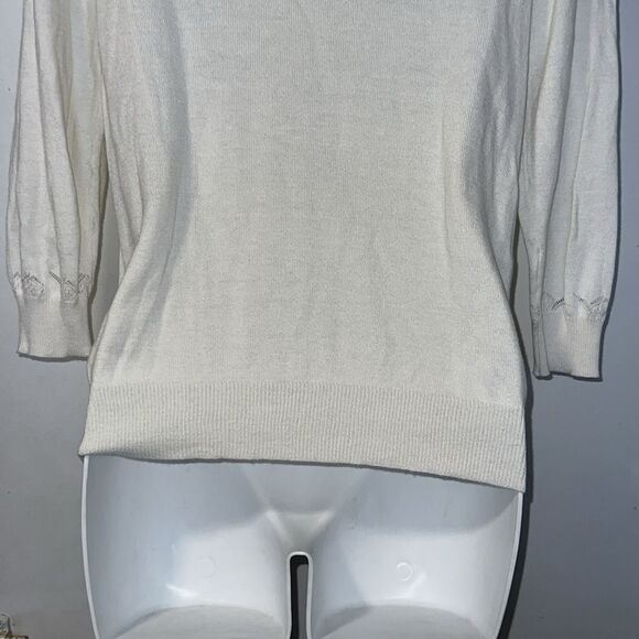 MAK SWEATER White Button up 3/4 Sleeve Cradigan-S - Picture 6 of 9